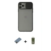 MARSİLYAN™- iPhone 11 Pro Max Kılıf Vadi Çizgi - Siyah Joko Magic 5D Hayalet Cam + Gold Shine Kamera Lens Koruma Cam