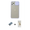 MARSİLYAN™- iPhone 11 Pro Max Kılıf Vadi Çizgi - Siyah Mat Seramik Nano Ekran Koruyucu + Metal Kamera Lens Koruma Cam - AKYL