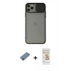 MARSİLYAN™- iPhone 11 Pro Max Kılıf Vadi Çizgi - Siyah Mat Seramik Nano Ekran Koruyucu + Metal Kamera Lens Koruma Cam - AKYL