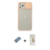 MARSİLYAN™- iPhone 11 Pro Max Kılıf Vadi Çizgi - Siyah Mat Seramik Nano Ekran Koruyucu + Metal Kamera Lens Koruma Cam - AKYL