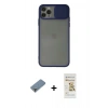 MARSİLYAN™- iPhone 11 Pro Max Kılıf Vadi Çizgi - Siyah Mat Seramik Nano Ekran Koruyucu + Metal Kamera Lens Koruma Cam - AKYL