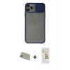 MARSİLYAN™- iPhone 11 Pro Max Kılıf Vadi Çizgi - Siyah Mat Seramik Nano Ekran Koruyucu + Gold Rainbow Kamera Lens Koruma Cam