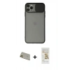 MARSİLYAN™- iPhone 11 Pro Max Kılıf Vadi Çizgi - Siyah Mat Seramik Nano Ekran Koruyucu + Gold Rainbow Kamera Lens Koruma Cam