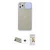 MARSİLYAN™- iPhone 11 Pro Max Kılıf Vadi Çizgi - Siyah Mat Seramik Nano Ekran Koruyucu + Gold Rainbow Kamera Lens Koruma Cam