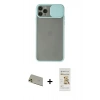 MARSİLYAN™- iPhone 11 Pro Max Kılıf Vadi Çizgi - Siyah Mat Seramik Nano Ekran Koruyucu + Gold Rainbow Kamera Lens Koruma Cam