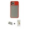 MARSİLYAN™- iPhone 11 Pro Max Kılıf Vadi Çizgi - Siyah Mat Seramik Nano Ekran Koruyucu + Gold Rainbow Kamera Lens Koruma Cam