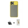 MARSİLYAN™- iPhone 11 Pro Max Kılıf Vadi Çizgi - Siyah Mat Seramik Nano Ekran Koruyucu + Kamera Lens Koruma Cam - SF