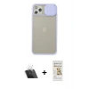 MARSİLYAN™- iPhone 11 Pro Max Kılıf Vadi Çizgi - Siyah Mat Seramik Nano Ekran Koruyucu + Kamera Lens Koruma Cam - SF