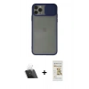 MARSİLYAN™- iPhone 11 Pro Max Kılıf Vadi Çizgi - Siyah Mat Seramik Nano Ekran Koruyucu + Kamera Lens Koruma Cam - SF