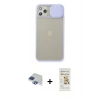 MARSİLYAN™- iPhone 11 Pro Max Kılıf Vadi Çizgi - Siyah Mat Seramik Nano Ekran Koruyucu + Pers Alüminyum Kamera Lens - LT