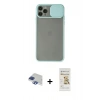 MARSİLYAN™- iPhone 11 Pro Max Kılıf Vadi Çizgi - Siyah Mat Seramik Nano Ekran Koruyucu + Pers Alüminyum Kamera Lens - LT