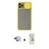 MARSİLYAN™- iPhone 11 Pro Max Kılıf Vadi Çizgi - Siyah Mat Seramik Nano Ekran Koruyucu + Pers Alüminyum Kamera Lens - LT