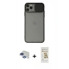MARSİLYAN™- iPhone 11 Pro Max Kılıf Vadi Çizgi - Siyah Mat Seramik Nano Ekran Koruyucu + Pers Alüminyum Kamera Lens - LT