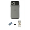 MARSİLYAN™- iPhone 11 Pro Max Kılıf Vadi Çizgi - Siyah Mat Seramik Nano Ekran Koruyucu + Mavi Shine Kamera Lens Koruma Cam