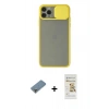 MARSİLYAN™- iPhone 11 Pro Max Kılıf Vadi Çizgi - Siyah Mat Seramik Nano Ekran Koruyucu + Metal Kamera Lens Koruma Cam - GD