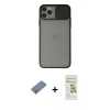 MARSİLYAN™- iPhone 11 Pro Max Kılıf Vadi Çizgi - Siyah Mat Seramik Nano Ekran Koruyucu + Metal Kamera Lens Koruma Cam - GS
