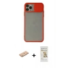 MARSİLYAN™- iPhone 11 Pro Max Kılıf Vadi Çizgi - Siyah Mat Seramik Nano Ekran Koruyucu + Renkli Kamera Lens Koruma Cam - PE