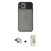 MARSİLYAN™- iPhone 11 Pro Max Kılıf Vadi Çizgi - Siyah Mat Seramik Nano Ekran Koruyucu + Pers Alüminyum Kamera Lens - KI