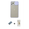 MARSİLYAN™- iPhone 11 Pro Max Kılıf Vadi Çizgi - Siyah Mat Seramik Nano Ekran Koruyucu + Shine Kamera Lens Koruma Cam - GS