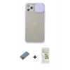 MARSİLYAN™- iPhone 11 Pro Max Kılıf Vadi Çizgi - Siyah Mat Seramik Nano Ekran Koruyucu + Shine Kamera Lens Koruma Cam - SABE