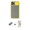MARSİLYAN™- iPhone 11 Pro Max Kılıf Vadi Çizgi - Siyah Mat Seramik Nano Ekran Koruyucu + Shine Kamera Lens Koruma Cam - SABE