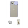 MARSİLYAN™- iPhone 11 Pro Max Kılıf Vadi Çizgi - Siyah Mat Seramik Nano Ekran Koruyucu + Pers Alüminyum Kamera Lens - SH