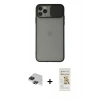 MARSİLYAN™- iPhone 11 Pro Max Kılıf Vadi Çizgi - Siyah Mat Seramik Nano Ekran Koruyucu + Pers Alüminyum Kamera Lens - SH
