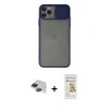 MARSİLYAN™- iPhone 11 Pro Max Kılıf Vadi Çizgi - Siyah Mat Seramik Nano Ekran Koruyucu + Pers Alüminyum Kamera Lens - SH