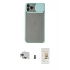 MARSİLYAN™- iPhone 11 Pro Max Kılıf Vadi Çizgi - Siyah Mat Seramik Nano Ekran Koruyucu + Pers Alüminyum Kamera Lens - YL