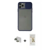 MARSİLYAN™- iPhone 11 Pro Max Kılıf Vadi Çizgi - Siyah Mat Seramik Nano Ekran Koruyucu + Pers Alüminyum Kamera Lens - YL