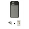MARSİLYAN™- iPhone 11 Pro Max Kılıf Vadi Çizgi - Siyah Mat Seramik Nano Ekran Koruyucu + Pers Alüminyum Kamera Lens - YL