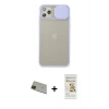 MARSİLYAN™- iPhone 11 Pro Max Kılıf Vadi Çizgi - Siyah Mat Seramik Nano Ekran Koruyucu + Rainbow Kamera Lens Koruma Cam - YL