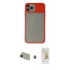 MARSİLYAN™- iPhone 11 Pro Max Kılıf Vadi Çizgi - Siyah Mat Seramik Nano Ekran Koruyucu + Rainbow Kamera Lens Koruma Cam - YL