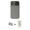 MARSİLYAN™- iPhone 11 Pro Max Kılıf Vadi Çizgi - Siyah Mat Seramik Nano Ekran Koruyucu + Rainbow Kamera Lens Koruma Cam - YL