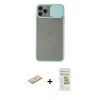 MARSİLYAN™- iPhone 11 Pro Max Kılıf Vadi Çizgi - Siyah Mat Seramik Nano Ekran Koruyucu + Renkli Kamera Lens Koruma Cam - YL