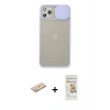 MARSİLYAN™- iPhone 11 Pro Max Kılıf Vadi Çizgi - Siyah Mat Seramik Nano Ekran Koruyucu + Renkli Kamera Lens Koruma Cam - YL