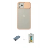 MARSİLYAN™- iPhone 11 Pro Max Kılıf Vadi Çizgi - Siyah Polymer Nano Ekran Koruyucu + Açık Yeşil Metal Kamera Lens Koruma Cam