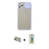 MARSİLYAN™- iPhone 11 Pro Max Kılıf Vadi Çizgi - Siyah Polymer Nano Ekran Koruyucu + Rainbow Kamera Lens Koruma Cam - GD