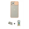 MARSİLYAN™- iPhone 11 Pro Max Kılıf Vadi Çizgi - Siyah Polymer Nano Ekran Koruyucu + Rainbow Kamera Lens Koruma Cam - GD