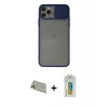 MARSİLYAN™- iPhone 11 Pro Max Kılıf Vadi Çizgi - Siyah Polymer Nano Ekran Koruyucu + Rainbow Kamera Lens Koruma Cam - GD