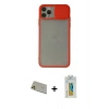MARSİLYAN™- iPhone 11 Pro Max Kılıf Vadi Çizgi - Siyah Polymer Nano Ekran Koruyucu + Rainbow Kamera Lens Koruma Cam - GD