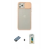 MARSİLYAN™- iPhone 11 Pro Max Kılıf Vadi Çizgi - Siyah Polymer Nano Ekran Koruyucu + Gold Shine Kamera Lens Koruma Cam