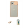 MARSİLYAN™- iPhone 11 Pro Max Kılıf Vadi Çizgi - Siyah Polymer Nano Ekran Koruyucu + Mavi Renkli Kamera Lens Koruma Cam