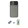 MARSİLYAN™- iPhone 11 Pro Max Kılıf Vadi Çizgi - Siyah Polymer Nano Ekran Koruyucu + Metal Kamera Lens Koruma Cam - MI