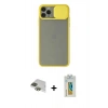 MARSİLYAN™- iPhone 11 Pro Max Kılıf Vadi Çizgi - Siyah Polymer Nano Ekran Koruyucu + Pers Alüminyum Kamera Lens - YL