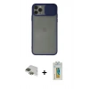 MARSİLYAN™- iPhone 11 Pro Max Kılıf Vadi Çizgi - Siyah Polymer Nano Ekran Koruyucu + Pers Alüminyum Kamera Lens - YL