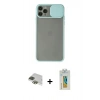 MARSİLYAN™- iPhone 11 Pro Max Kılıf Vadi Çizgi - Siyah Polymer Nano Ekran Koruyucu + Pers Alüminyum Kamera Lens - YL