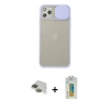 MARSİLYAN™- iPhone 11 Pro Max Kılıf Vadi Çizgi - Siyah Polymer Nano Ekran Koruyucu + Pers Alüminyum Kamera Lens - YL