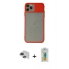 MARSİLYAN™- iPhone 11 Pro Max Kılıf Vadi Çizgi - Siyah Polymer Nano Ekran Koruyucu + Pers Alüminyum Kamera Lens - SH