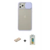 MARSİLYAN™- iPhone 11 Pro Max Kılıf Vadi Çizgi - Siyah Polymer Nano Ekran Koruyucu + Renkli Kamera Lens Koruma Cam - YL